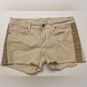 Lucky Brand Women's Beige Jean Shorts with Patterned Sides